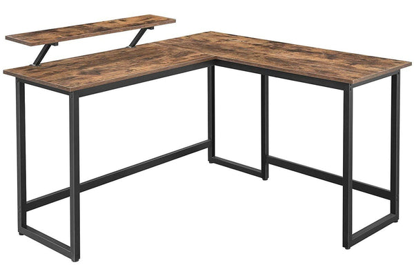 Vasagle L-Shaped Computer Desk with Monitor Stand- Rustic Brown