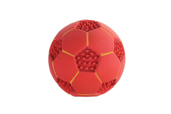 Paw Play 10cm Latex Nobby Soccer Ball Squeak Pet Dog Cat Chew Play Toy Red