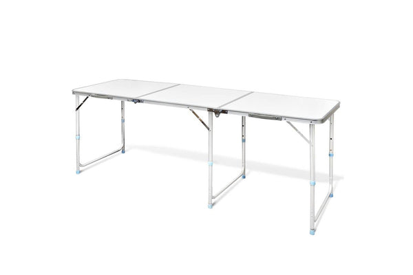 Foldable Camping Table Height Adjustable Aluminium 180 X 60 Cm