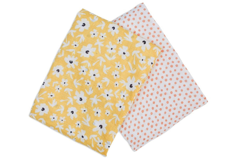 Lulujo: Cotton Swaddles - Wildflowers & Dots (2 Pack)