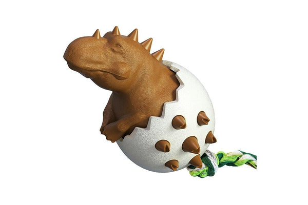 Dinosaur Egg Dog Toothbrush Chew Toys Bite Resistant Clean Interactive Small Medium Big Dogs Golden Retriever Frenchie - Chocolate