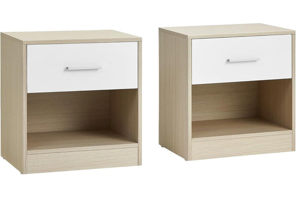 VASAGLE Bedside Table Set of 2 - Natural Beige/White