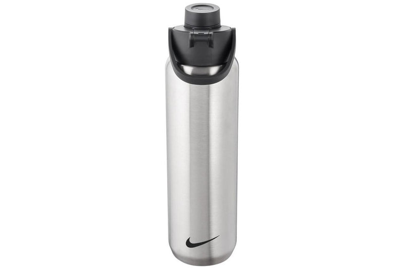 Nike Stainless Steel Recharge Chug Bottle - Brushed Stainless Steel / Black (710ml)