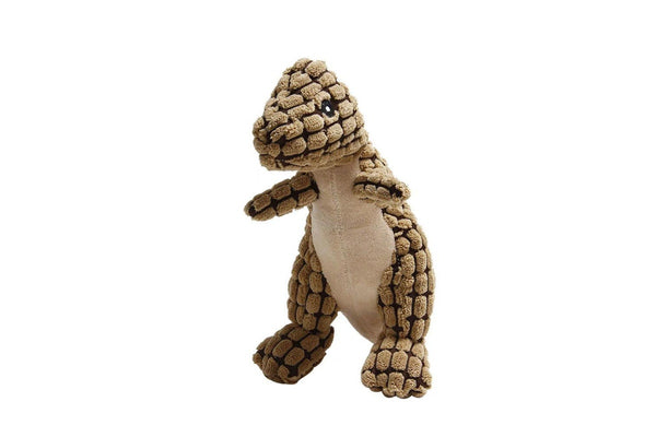 Fluffy Dinosaur Squeaky Toy for Dogs Pet Dog Sound Chew Toy Brown