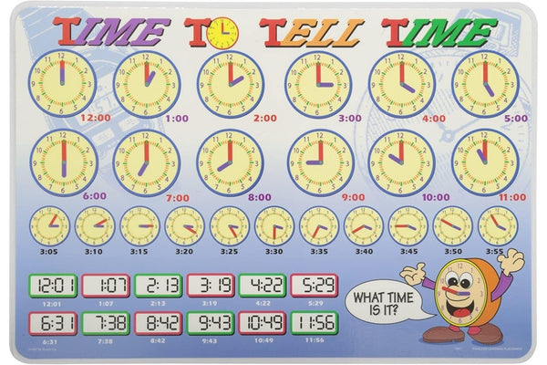 Learning Placemats - Time To Tell Time