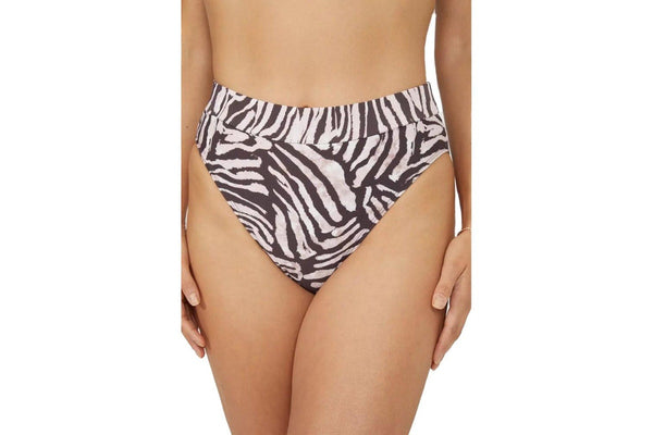 Gorgeous Womens/Ladies Zebra Print Mid Rise Bikini Bottoms (White/Brown) (10 UK)