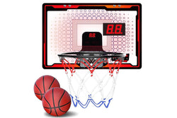 Indoor Lighted Basketball Hoop Mini Over The Door Basketball Hoops with 2 Basketball for Kids Red