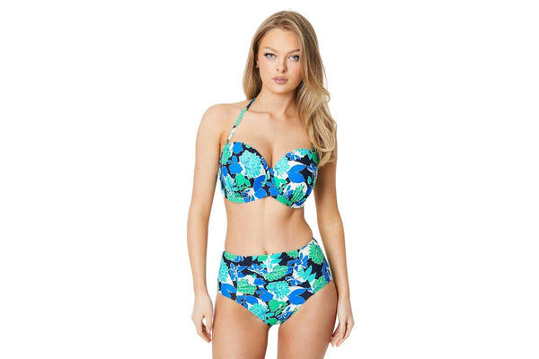 Gorgeous Womens/Ladies Bold Blooms Strapless Bikini Top (Blue/Green/White) (32FF)