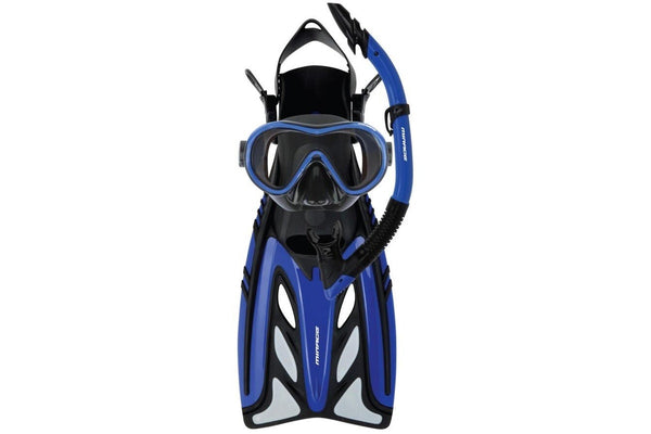 Mirage Phantom Adult Mask, Snorkel & Fin Set - Blue - S / M