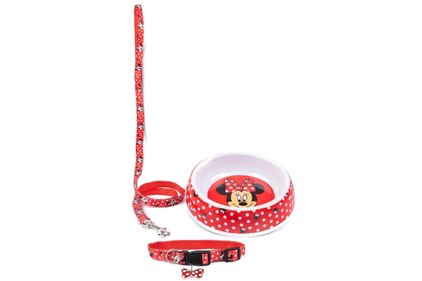 Minnie Mouse Dog Collar Set (Red/White/Black) (M)