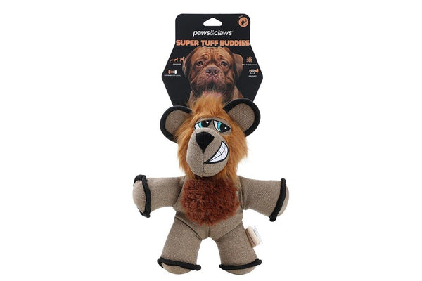 Paws & Claws 32cm Super Tuff Buddies Oxford Pet Interactive Toy Lion w Squeaker