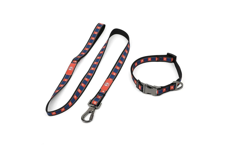 NRL Sydney Roosters Pet Dog Reflective Collar Walking 120cm Leash Lead Set