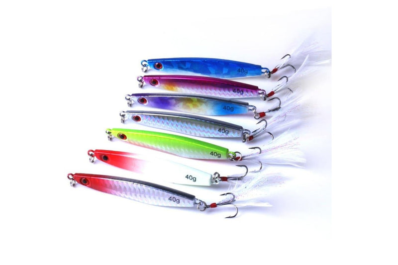 7 Piece Metal Fishing Lures With Feather Hook