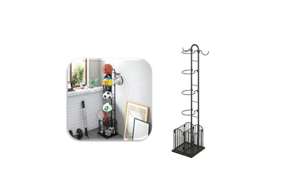 4 Tiers Sports Gear Storage Equipment Organizer Ball Storage Rack Basket