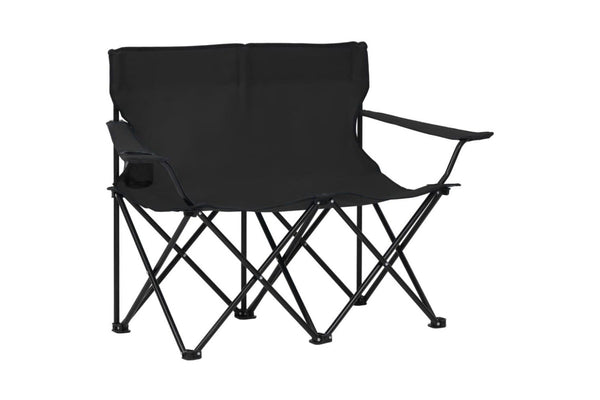 2-seater Foldable Camping Chair Steel And Fabric Black Totptn