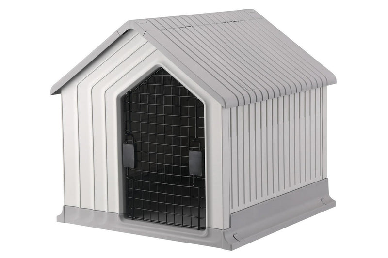 Zoomies Pet House With Iron Gate - White Grey