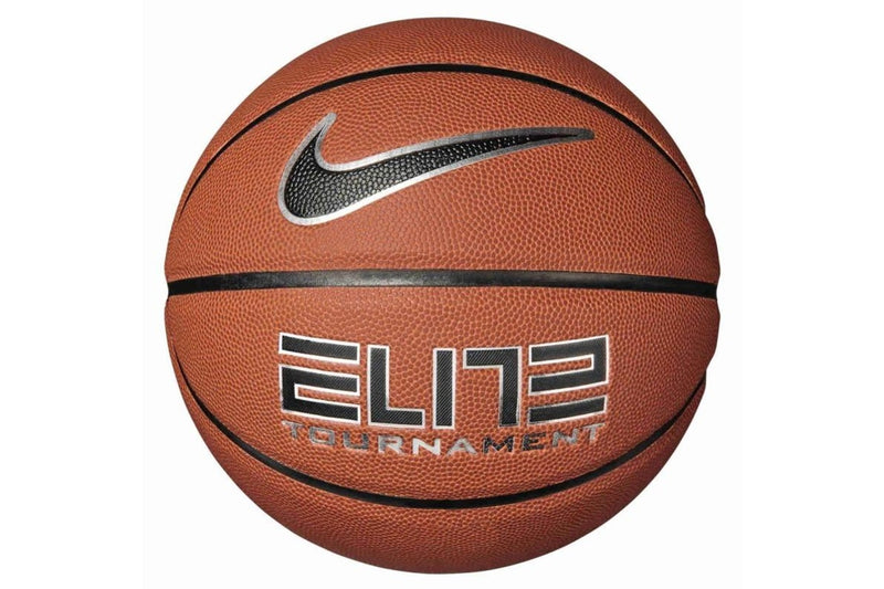 Nike Elite Tournament 8P Basketball - Amber / Black / Metallic Silver - Size 7