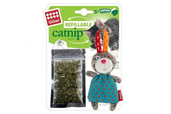 GiGwi: Catch & Scratch, Refillable Catnip Cat Toy - Multi-Colour Rabbit