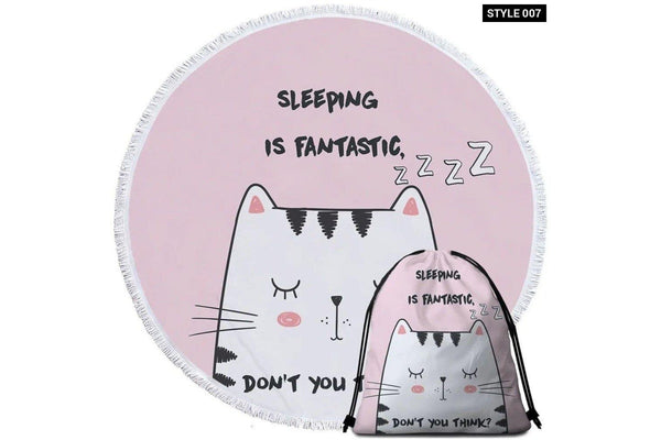 Cute Cats Animal Round Beach Towel