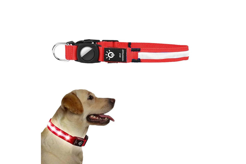 Luminous LED Pet Dog Collar Light-up USB Rechargeable Dog Collar Red