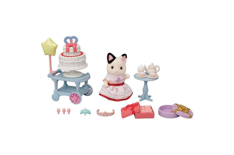 Sylvanian Families Kids Children Toy Tuxedo Cat Girl Doll Party Time Playset 3y+