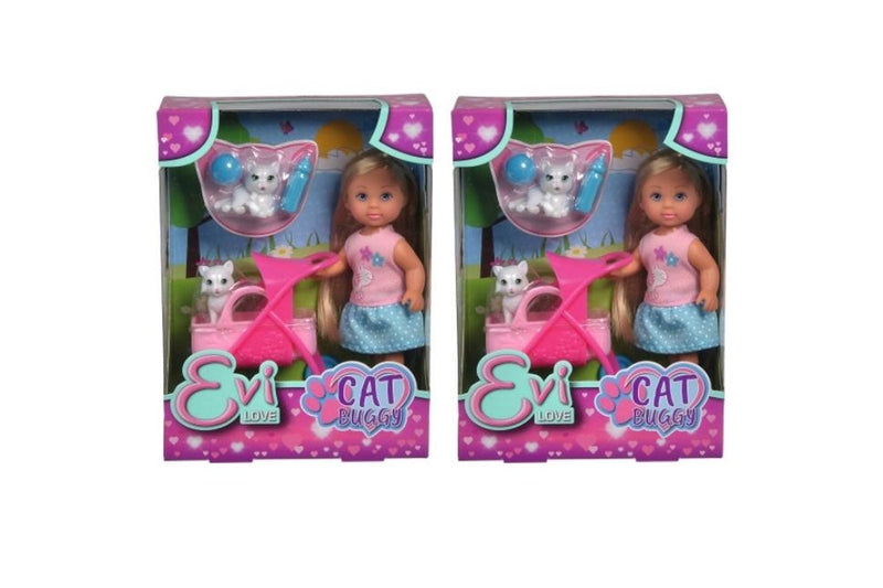 2x Simba Evi Love Cat Buggy Doll Playset Kids Children Imaginative Play Toy 3y+