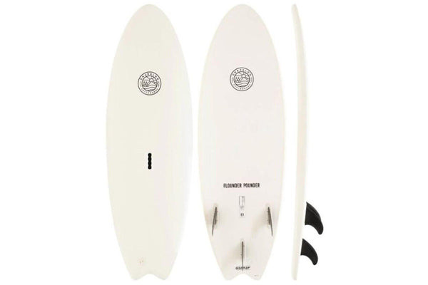 Gnaraloo Flounder Pounder Surfboard - White - 6'6