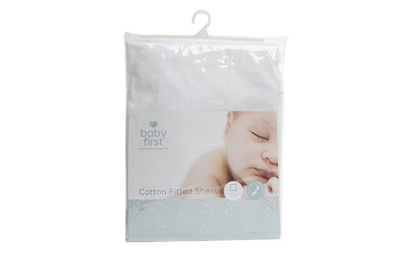 Baby First: Portacot Cotton Sheet - Fitted White