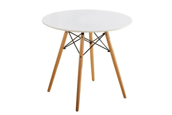 Fraser Country Elegant Round Dining Table with Beech Wooden Legs - White