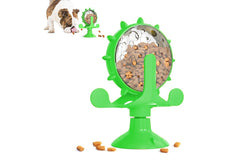 Interactive Pet Treats Dispenser Toy 360 Degrees Rotating Windmill Toy Slow Dog Cat Feeder Green