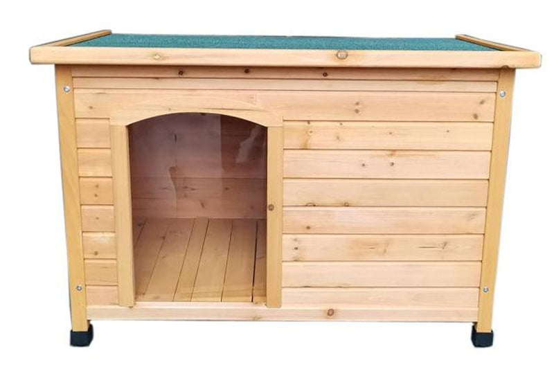 Zoomies Tilted Roof Wooden Dog House - Small (Natural)