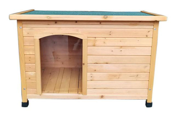 Zoomies Tilted Roof Wooden Dog House - Medium (Natural)