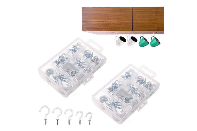 140Pcs Metal Screw Hooks 6 Sizes Screw-in Hooks Hat Plant Hangers