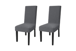 COMFEYA 2 Pack Checked Dining Chair Slipcover - Grey