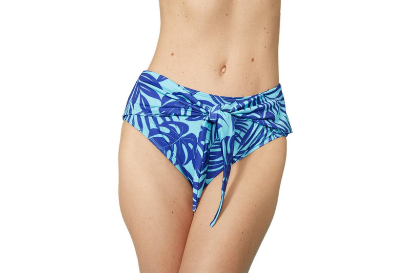 Mantaray Womens/Ladies Palm Leaf High Waist Bikini Bottoms (Blue) (8 UK)