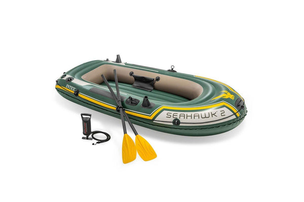 Intex 236cm Seahawk 2 Inflatable Floating Sports Boat w Oars Hand Pump Green