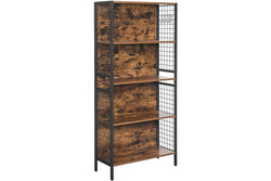 Vasagle : 4 Tiers Metal Frame Bookcase - Rustic Brown