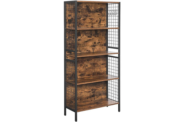 Vasagle : 4 Tiers Metal Frame Bookcase - Rustic Brown