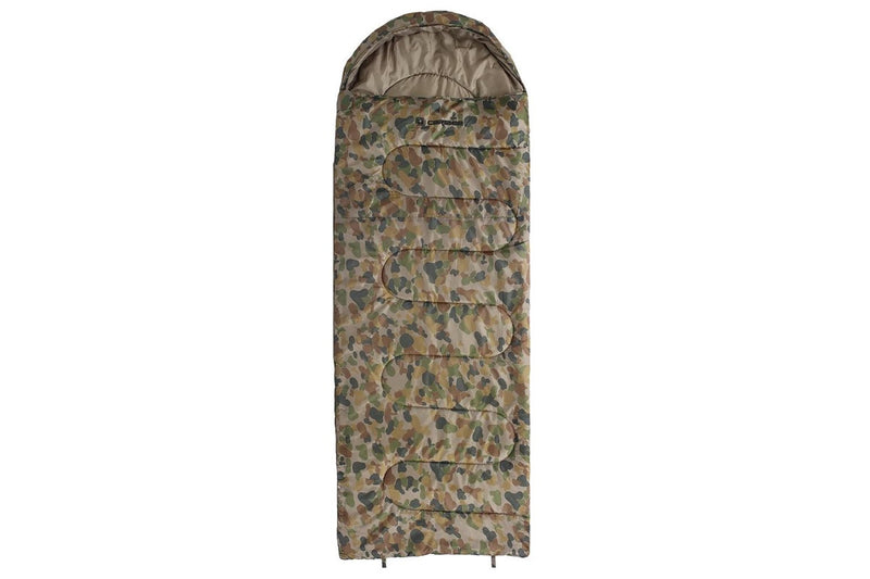 Caribee 230cm +5 Back Country Nylon Outdoor Camp Sleeping Bag Jumbo Size 5 Camo