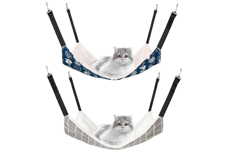 PETSWOL 2 Piece Reversible Cat Hammock - Patterned