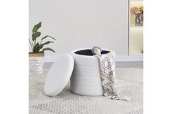 Fraser Country Boucle Ottoman - White