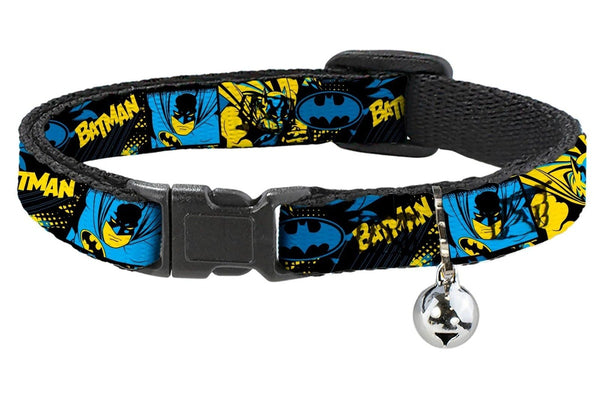 Batman: Poses And Logo Collage - Breakaway Cat Collar With Bell