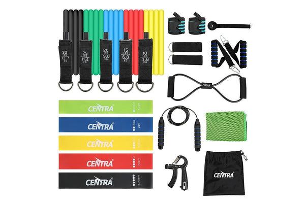 Centra Resistance Bands Set Working Out Carry Bag Men Women Home Gym Exercise