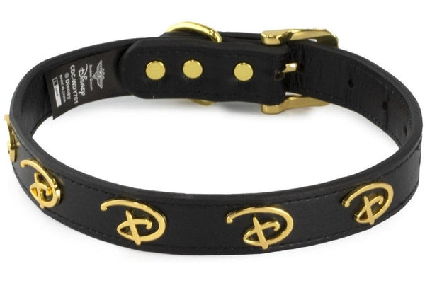 Disney: Gold Logo Vegan Leather Dog Collar - Medium (1.9cm Wide)