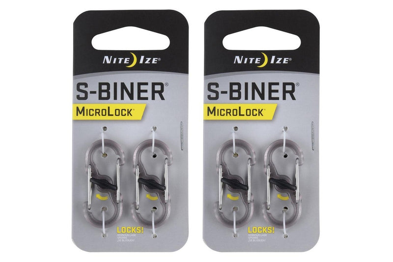 4pc Nite Ize S-Biner Microlock Polycarbonate Carabiner Lock Camping Hiking Smoke