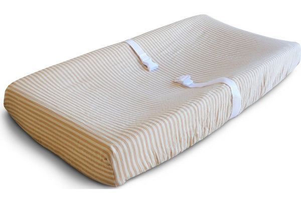 Mushie: Changing Pad Cover - Natural Stripe