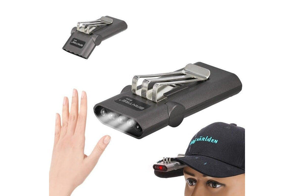 Rechargeable Headlamp Hands Free Clip Cap Light Black - Standard