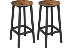 Vasagle Set of 2 Steel Frame Bar Stools - Rustic Brown