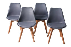 Fraser Country Set of 4 Morden Dining Chair with Beech Wooden Legs - Grey