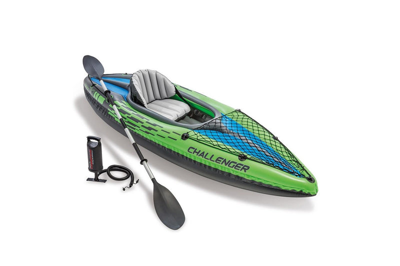 Intex Sports Challenger K1 Inflatable Kayak 1 Seat Floating Boat Oars River Lake